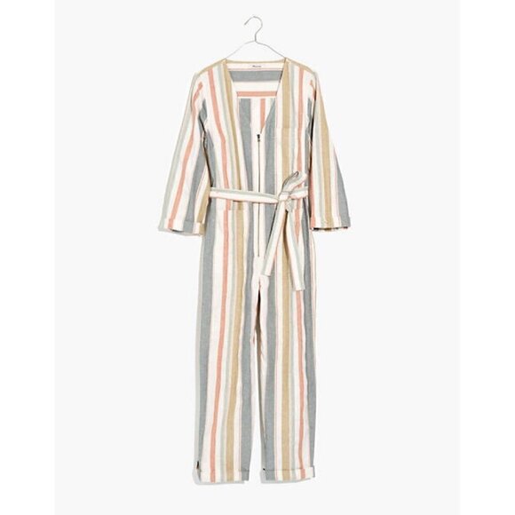 Madewell striped zip up Jumpsuit - Picture 2 of 9